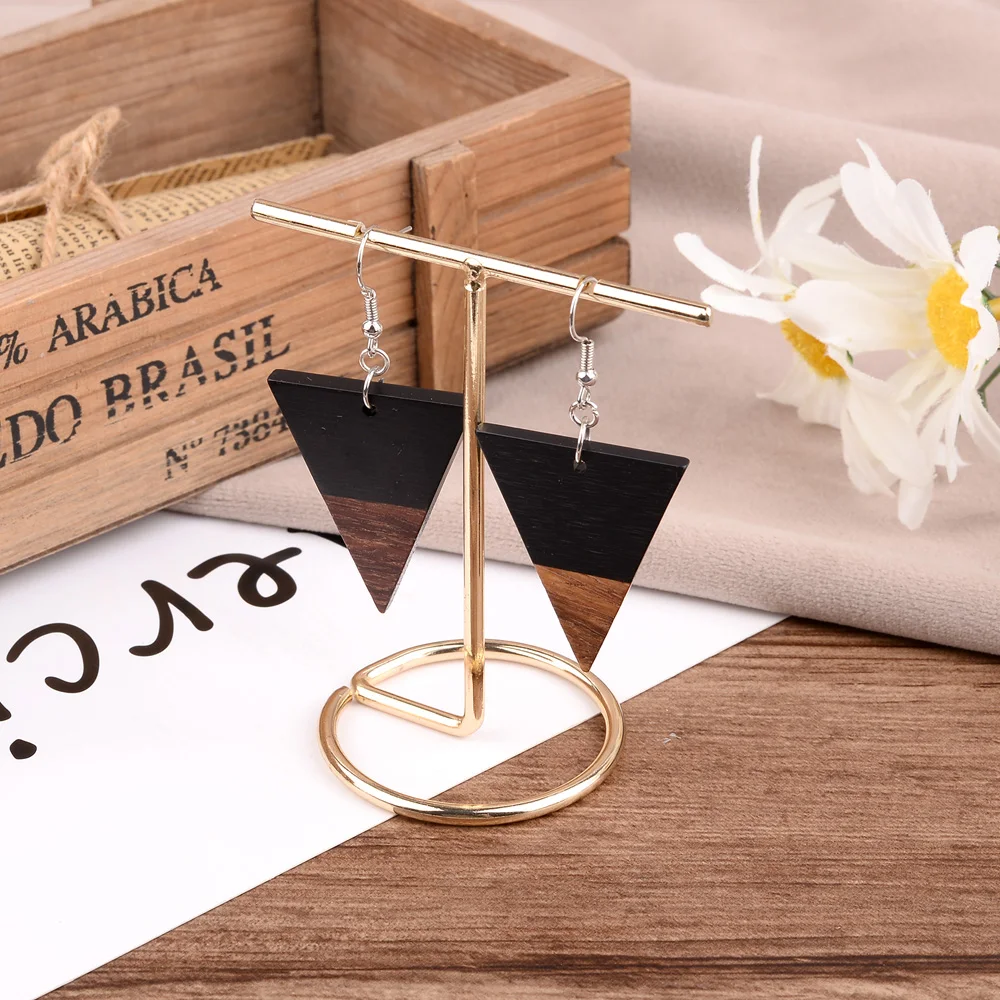 50Pcs Triangle Resin Wood Earrings Charms for Women Wooden Necklace Pendant Dangle Earrings Connectors Jewelry Making DIY Supply