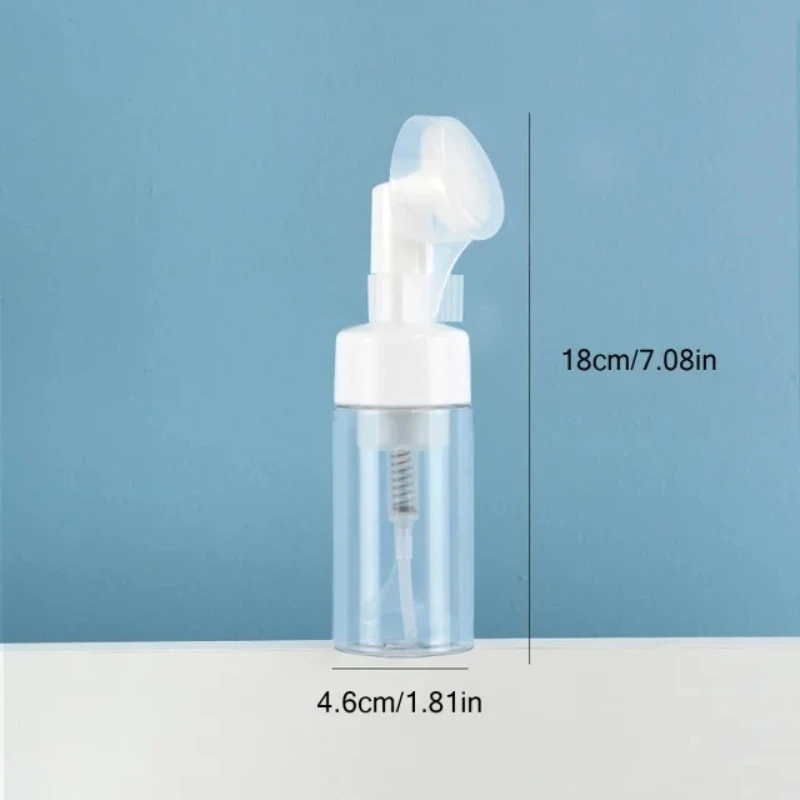 실리콘 폼 마사지 브러시 헤드가 있는 100ml 비누 거품 용기, 페이스 클렌징 무스 펌프 디스펜서, 샴푸용 리필 가능 용기