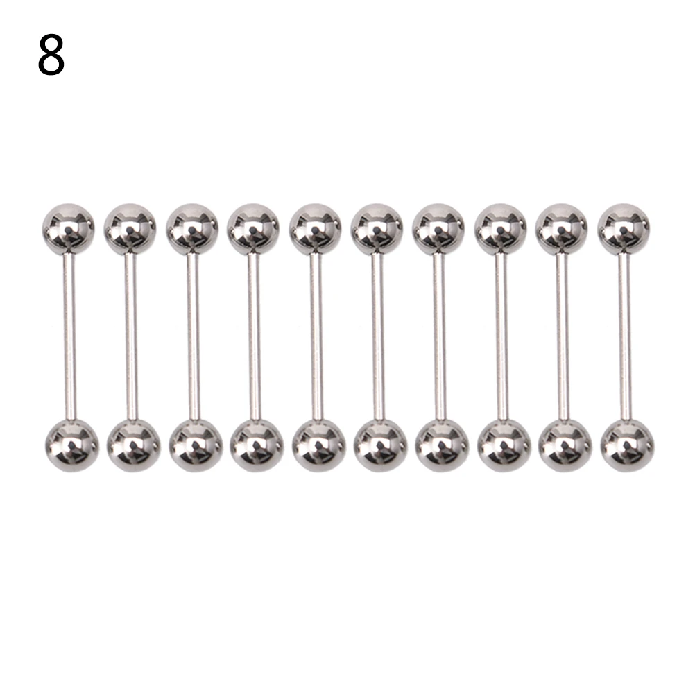 Stainless Steel Ball Tongue Navel Nipple Barbell Rings Bars Body Piercing 10PCS