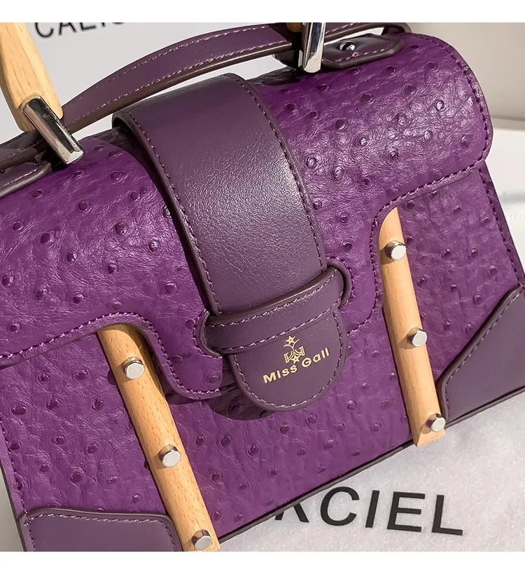 Wooden Handheld Square Bag Women Handbag Clutch Purse Messenger Bag