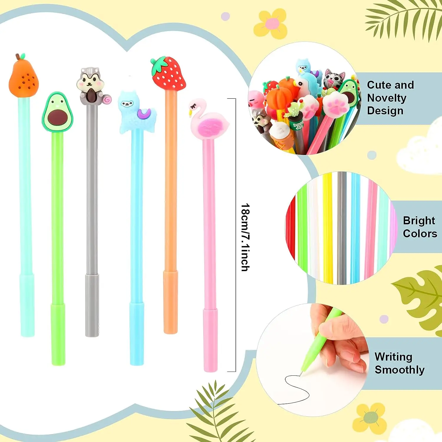 

24 Pcs Cute Cartoon Gel Pens Novelty Writing Tools Student Kids Present Black Ink School Stationery Teachers Office Supplies