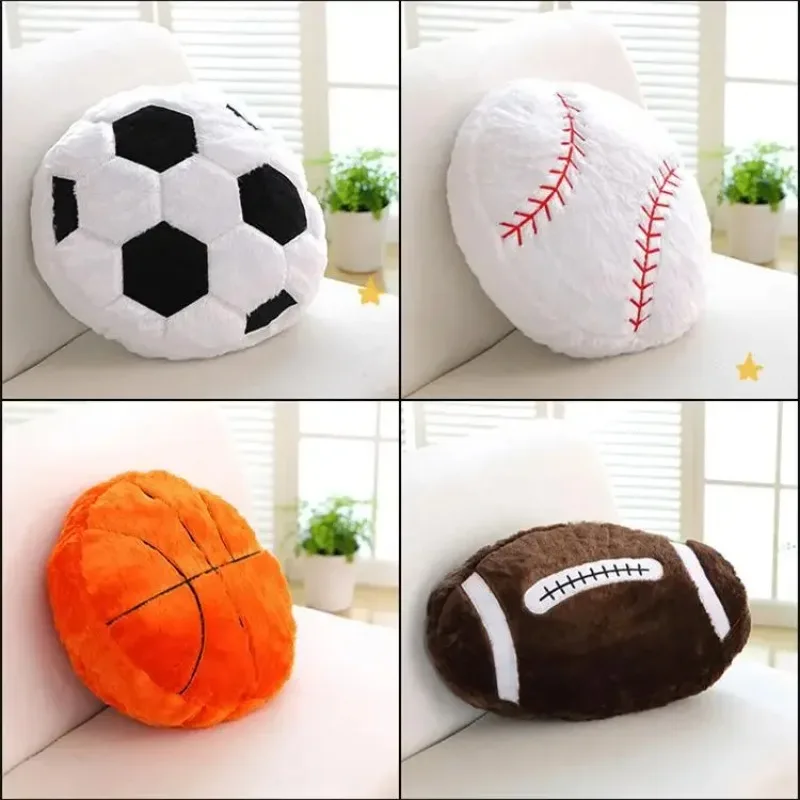 1 Stück Basketball Baseball Fußball geformt Sport Plüsch Kissen Kissen Winter Sommer Stil Geschenk für Freund Fußball Fan – Detail 1
