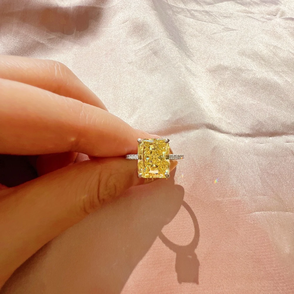 Wholesale High Quality Fashion Rings Sterling Silver Rhodium Plated Square Zircon Rings for Women
