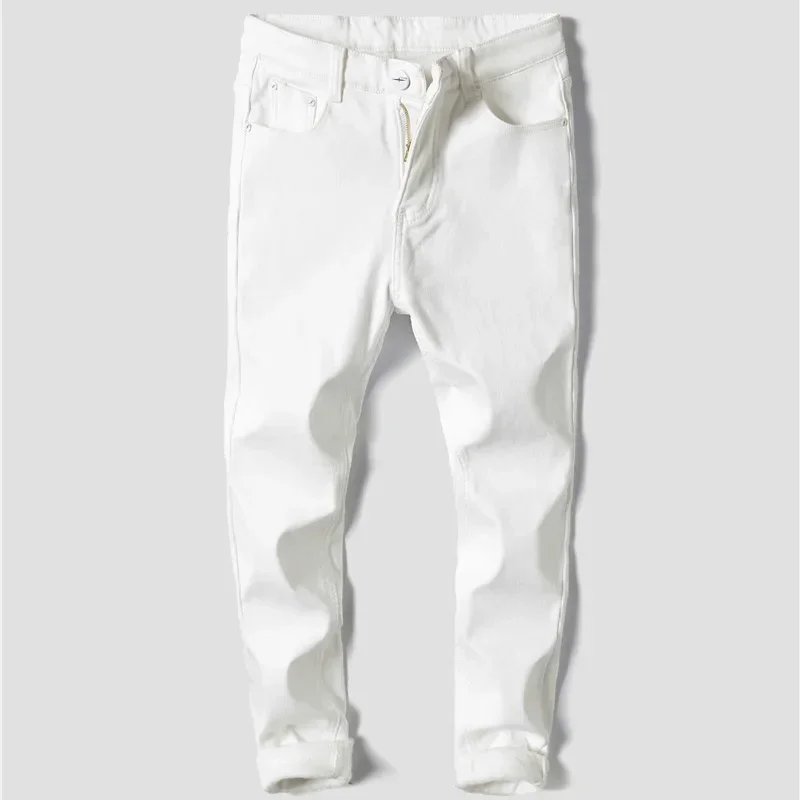 

New Pants Skinny Men Slim Trousers Stretch White 2022 Jeans 27-36 Brand Denim Size Casual Male Fashion Clothes Fit