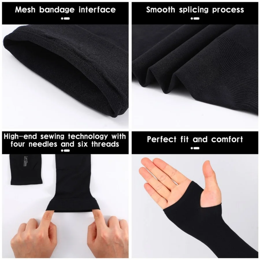 Summer Finger Sleeve Ice Cool Wearing High Elastic Elbow Spring Outdoor Riding Fingerless Fishing Ice Silk Sleeve 1 Pair finger sleeves,elbow protection sleeve