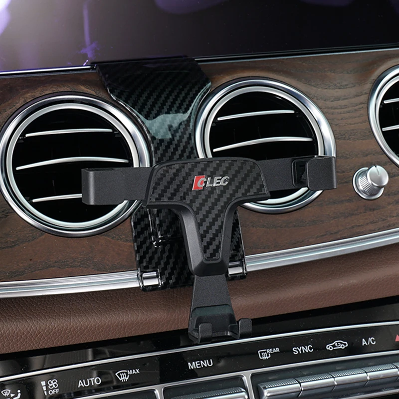 Carbon fiber car phone holder gps holder air vent mount stand phone clip bracket for Mercedes Benz W213 E200 E260 E300 E350