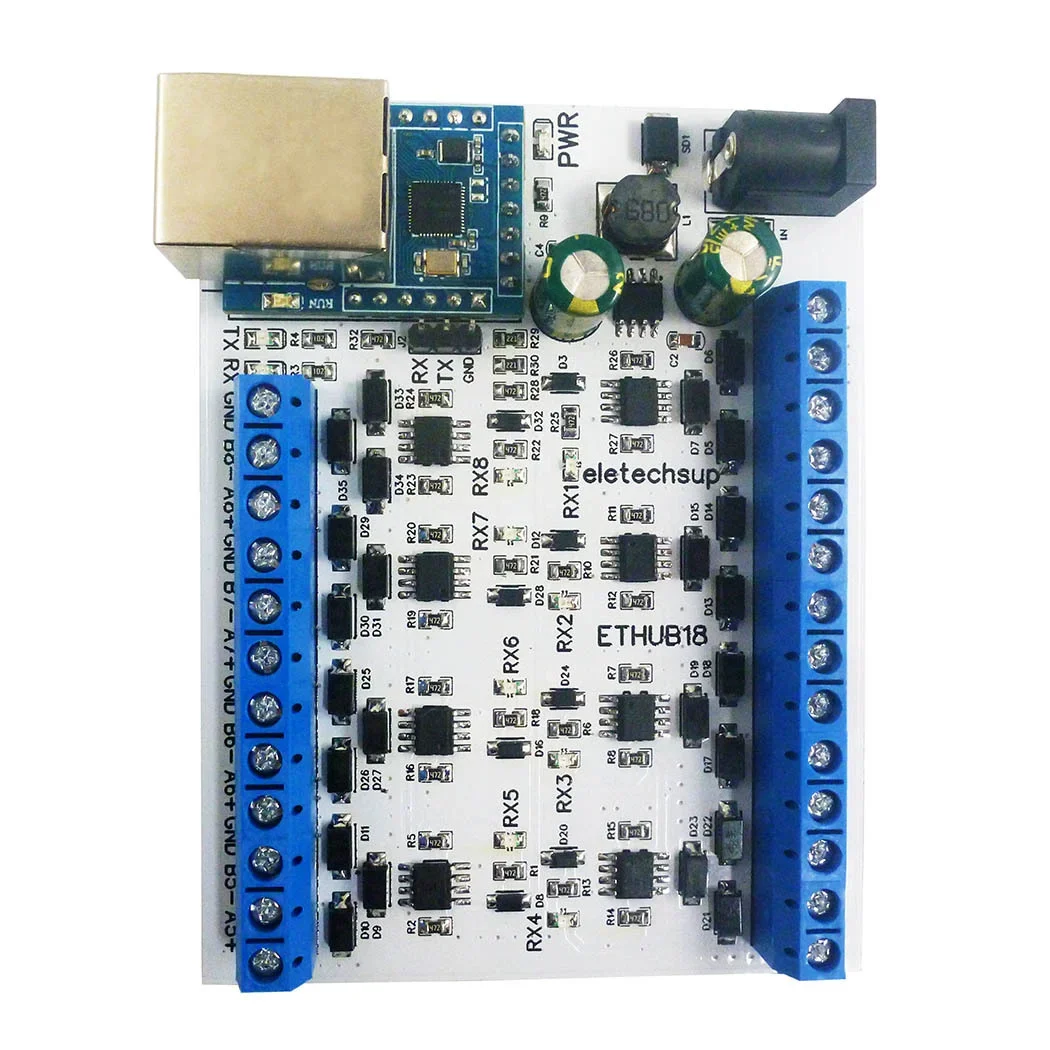 

1 to 8 Ethernet Network RJ45 to 8 Port RS485 HUB Converter for UDP TCP Modbus TCP RTU MQTT HTTP PLC Configuration Software