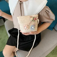 New 2022 Summer Children Girls Shoulder Bag Daisy Flower Straw Bag Messenger Bag Kids Keys Coin Purse Cute Princess Mini Handbag 5