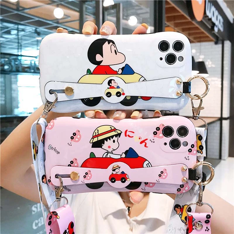 best iphone 11 cases Bandai Cartoon Crayon Shin-chan wristband lanyard Phone Case for iphone 7 8 13 12 Pro Max 11 Plus X Xs Max XR Cover 11 cases