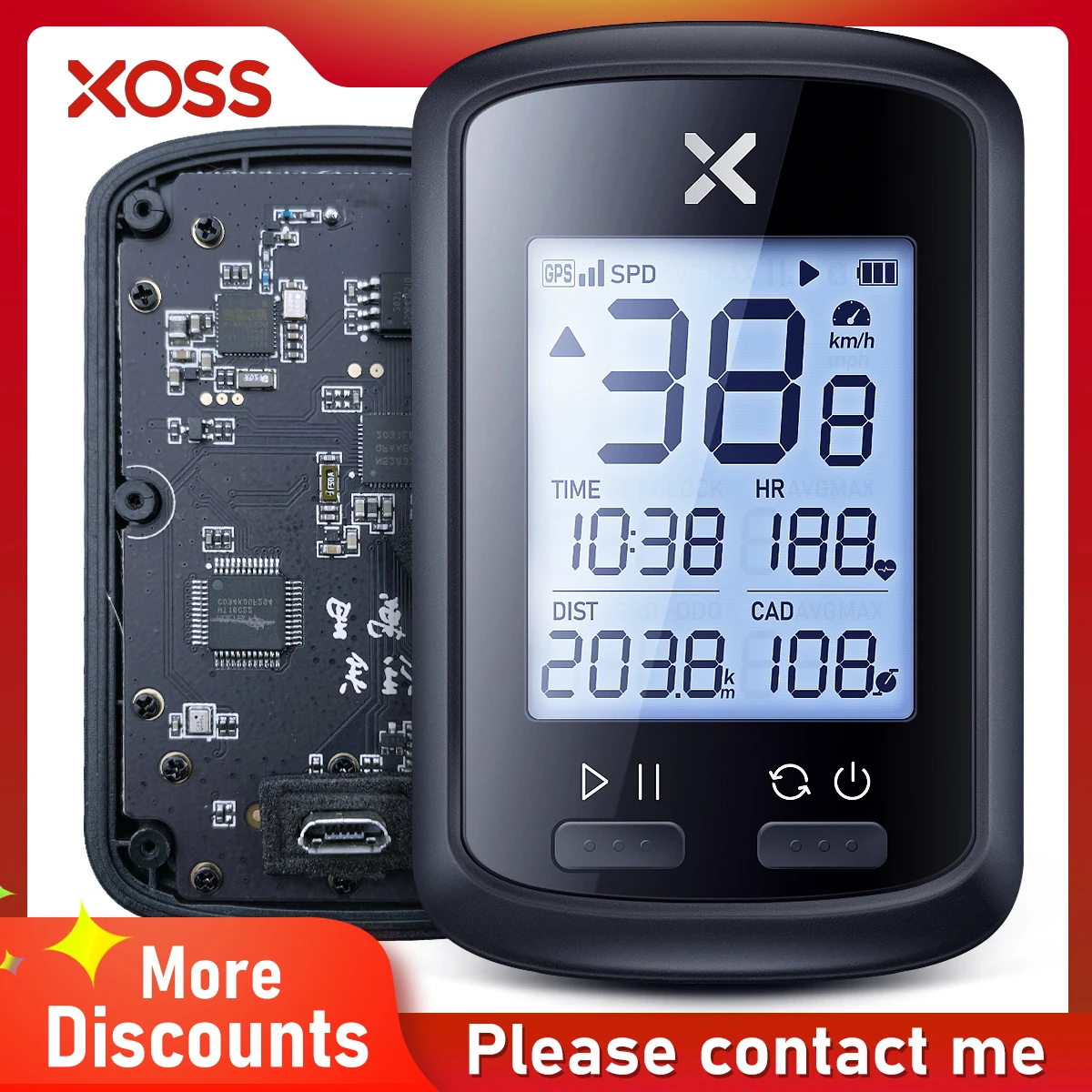 XOSS G+ GPS Wireless Fahrradcomputer, Radfahren Tachometer und