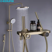 Hot Cold Mixer Rain Shower Mixer Faucet Bathroom LED Digital Brush Gold Shower System Bathtub Wall Mount SPA Fall Bath Taps Set 1