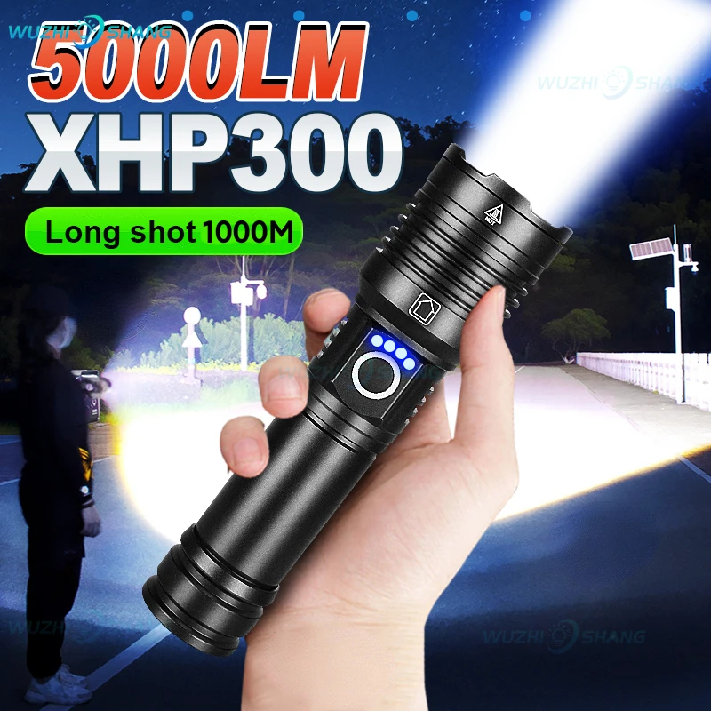 

5000LM High Power Led Flashlights Type-C 18650 Rechargeable Torch Light Telescopic Zoom Tactical Flashlight Outdoor Camping Lamp