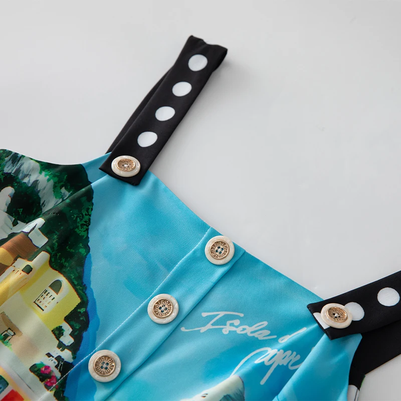 فستان نسائي أنيق بتصميم مطبوع ومزود بإبزيم، يتميز...