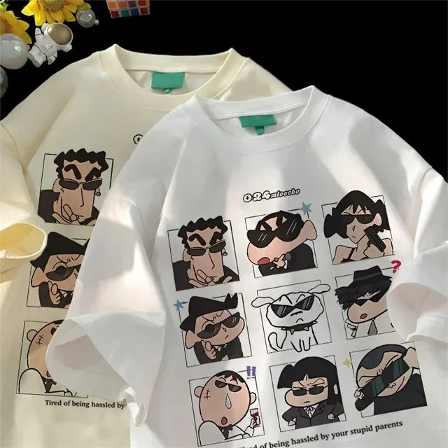 2025 été femmes vêtements Streetwear Crayon Shin Chan imprimer dessin animé t-shirt hauts hommes femmes vêtements 100% coton t-shirts 1