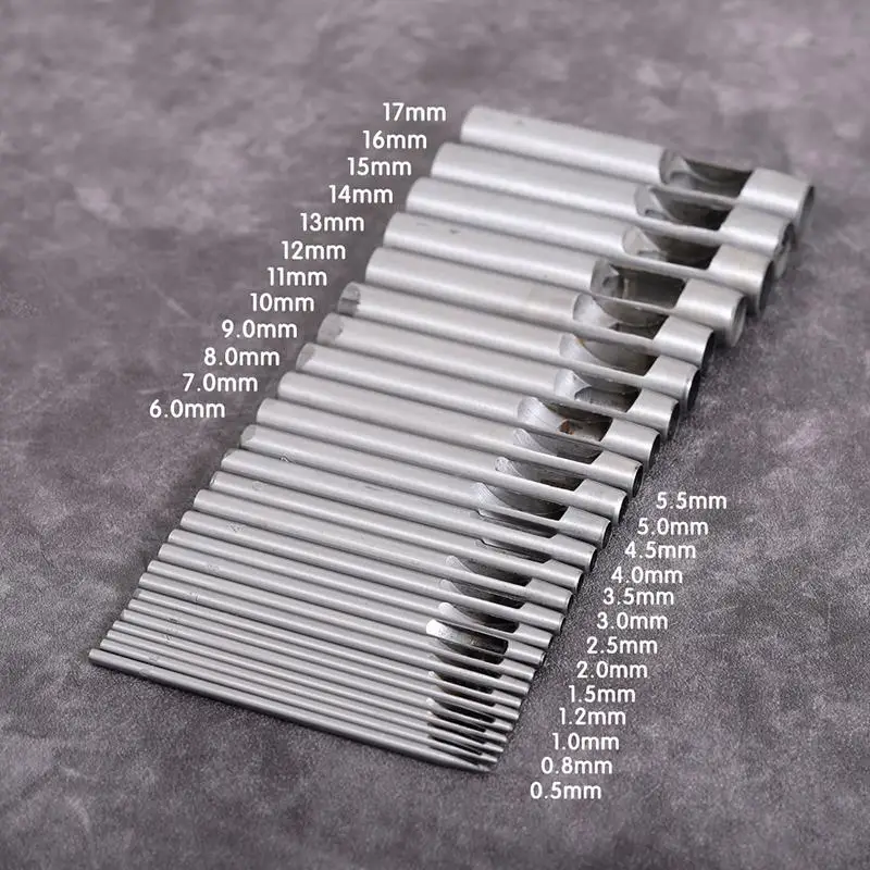 Set 15 Punzoni Rotondi Per Forare Pelle, Cuoio E Tessuti - Diametri Da 0,5 Mm A 6 Mm - Foto 11