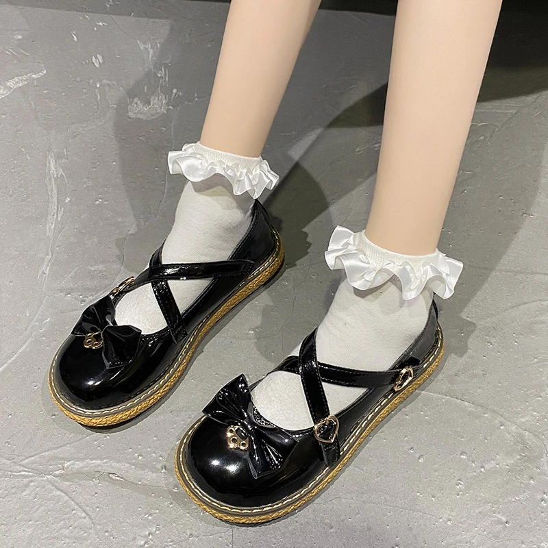 Female Mary Jane Shoes Summer Fashion Bow One-word Buckle Fairy