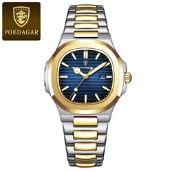 Elegant Women's Luxury Square Watch - Waterproof Luminous Design in Stainless Steel (789 Gold Blue)