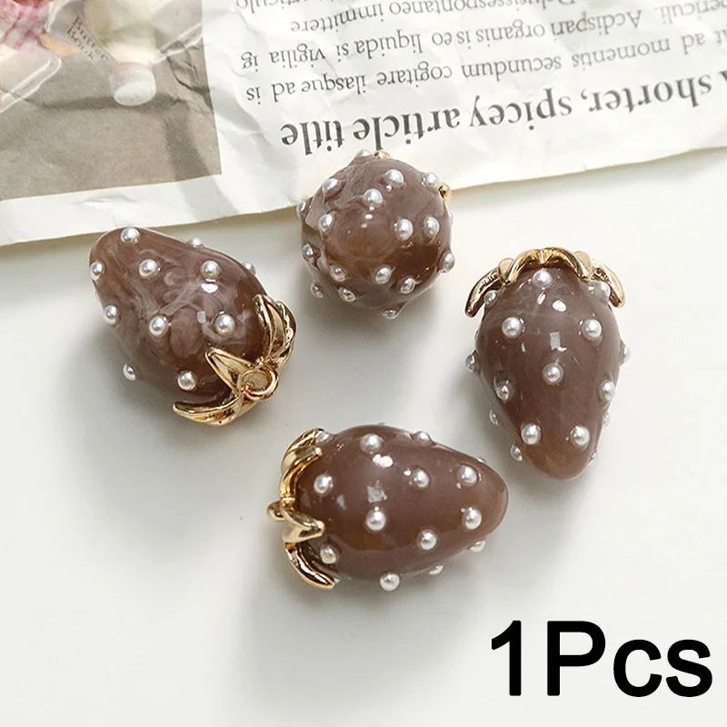 3D Resin Strawberry Shape Fruit Pendant Charms for DIY Jewelry Making Earring Necklace Bracelet Keychains