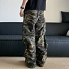 FEWQ High Street Loose Straight Tube Large Pocket Workwear Pants High Waist Camouflage Trendy 2024 Contrast Male Trousers 4