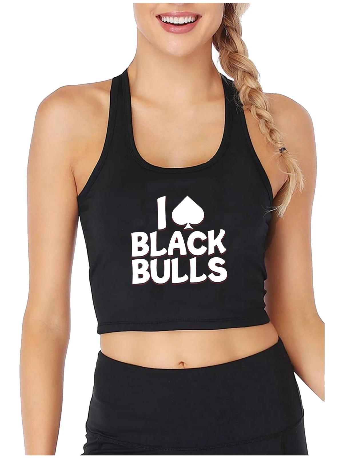 

Сексуальный облегающий кроп-топ I Love Black Bulls Design Naughty, топ hotwoman Queen Of Spades, свингер, юмористический кокетливый Топ