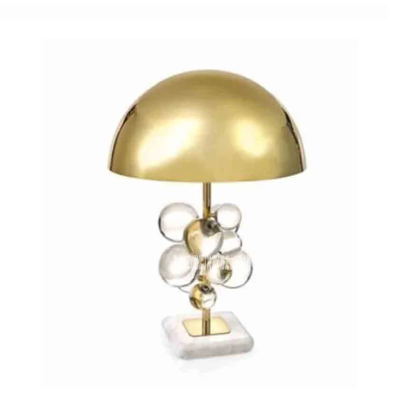 

Post-modernist creative luxury plate of gold metal table lamp Deco crystal ball table lamp marble ice base desk lamp BedsidesCD