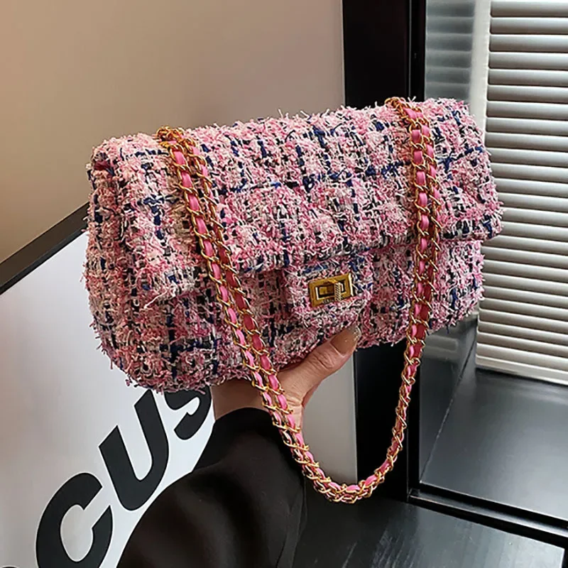 

Woolen Chain Female 2024 Personality New Special-Interest Design Versatile Messenger Small Square Bag