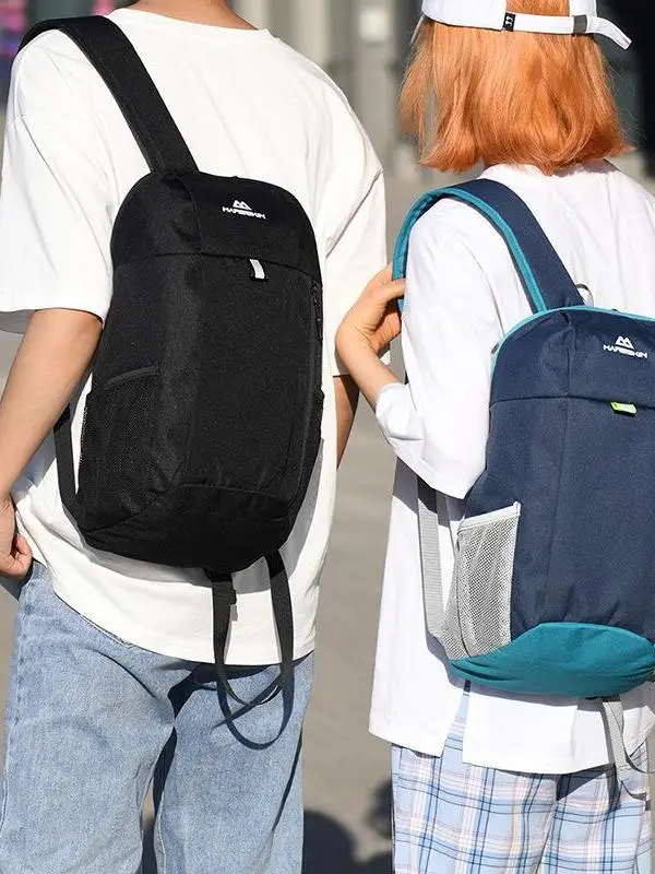 캐주얼 야외 여행 배낭 하이킹 및 학교용 경량 유니섹스 나일론 더블 숄더백 지퍼 잠금 소프트 팩
