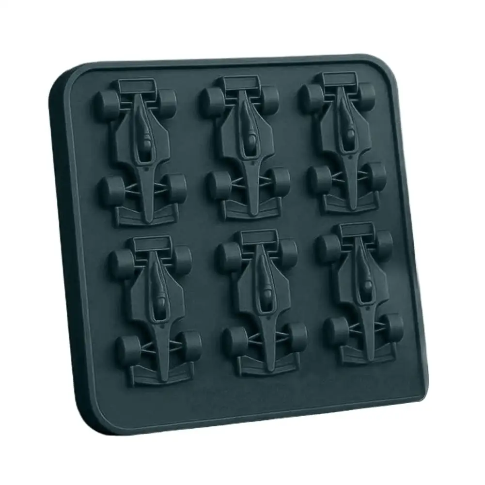 F1 auto-ijsvorm, ijsblokjesbakjes voor vriezer met ijscontainer, 6-holte formule raceauto siliconen mallen voor feesten, bars