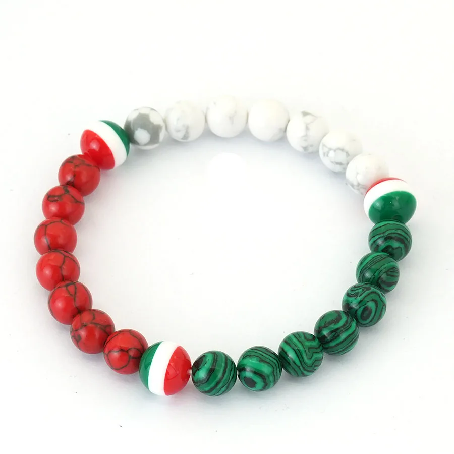 Malachite Red Howlite Stone Beaded Bracelet for Men