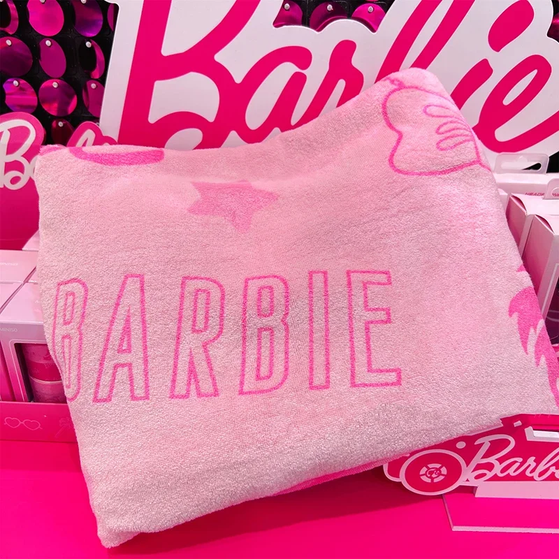 

kawaii Barbie Ultra Fine Fiber Oversized Printed Bath Towel Pink Cute Soft Absorbent Towel 150*80cm