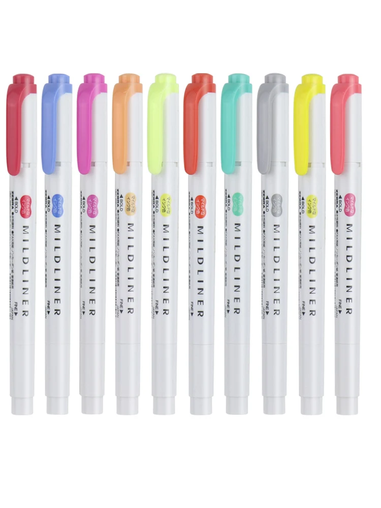 5 Colors/box Double Headed Highlighter Pen Set Fluorescent Markers  Highlighters Pens Art Marker Japanese Cute Kawaii Stationery,For School  students take notes