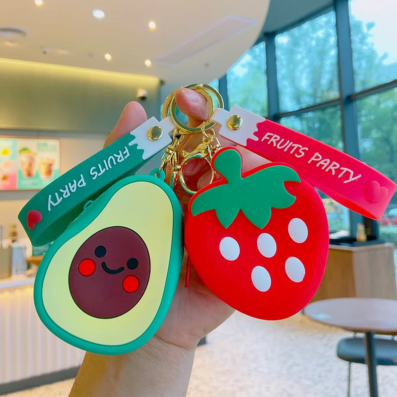 CreativeFruitKeyChainSiliconeCartoonAvocadoKeychainCarKeyRing