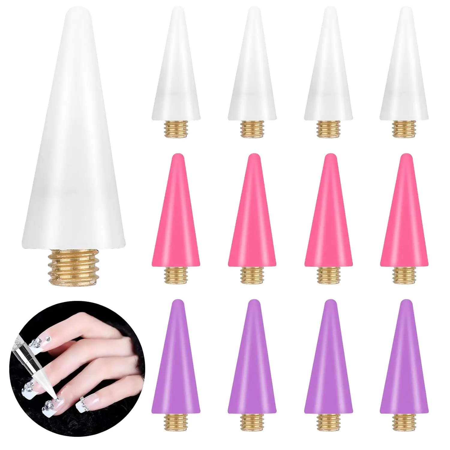 Rhinestone Picking Tool 12 Pcs Wax Replacement Head Tips For Nail Dotting Pen Pick Up Nail Gem Jewelry Wax Pen