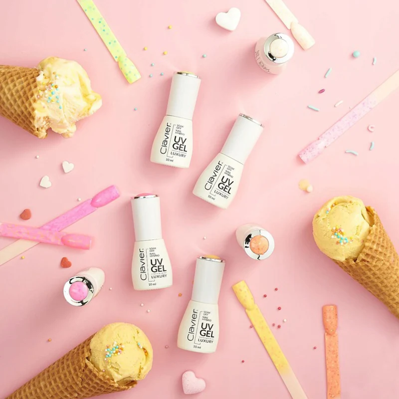 CLAVIER Luxury Blend Varnish Glitter Granules Nail Polish Cheese UV Gel Polish Ice Cream Color DIY Nail Art 10ML