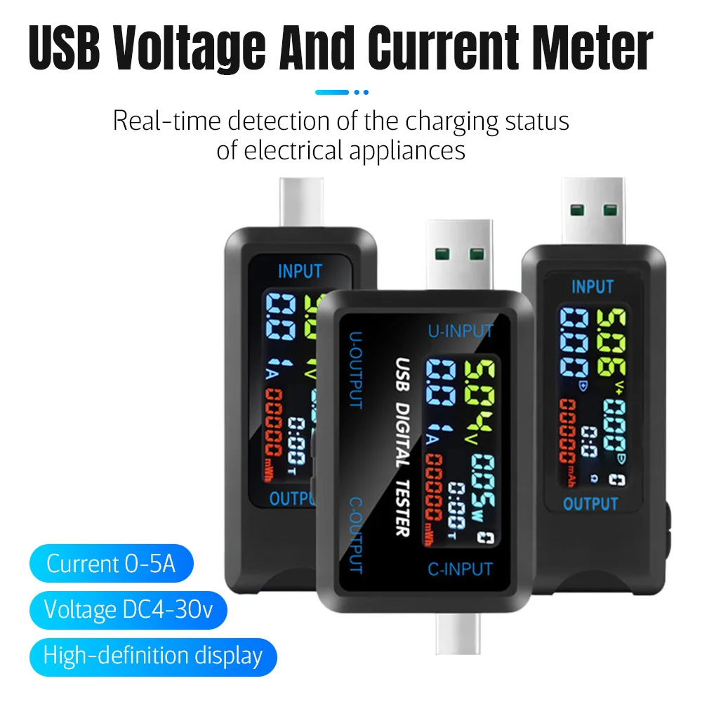 

USB-измеритель мощности 4,5 В ~ 36 В постоянного тока, амперметр напряжения в реальном времени для мониторинга зарядного устройства, зарядного кабеля, тестер электроники