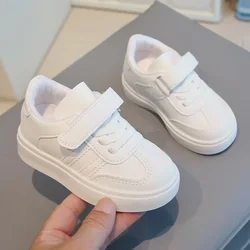Children's Trendy Non - slip White Casual Sneakers with Soft Soles and Easy Fastening - 24 (White)