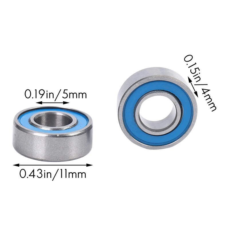 10Pcs MR115 2RS Ball Bearings 5x11x4mm for Traxxas Slash Rustler Stampede Wheel miniature ball bearings,roller wheel bearings