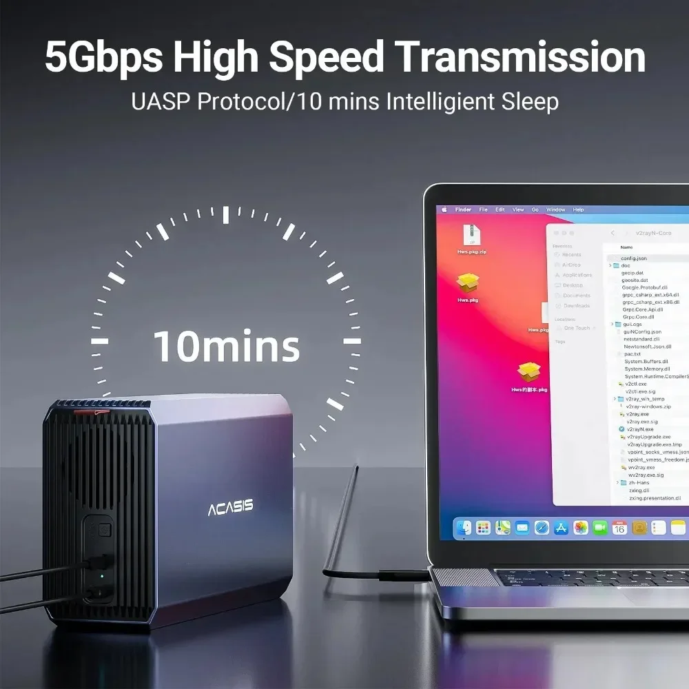 Acasis-estação de Ancoragem do Disco Rígido Dual Bay Gabinete de Armazenamento Raid Sata Sata para Usb Array de Disco Rígido com Quatro Raid 25 Pol 35 Pol - Imagem 3