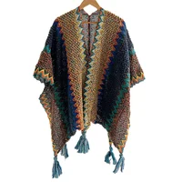 Buy Introducing Our Latest Collection: Stylish Knit Ponchos with Tassel Details for Autumn and Winter. Stay Fashionable in the New Loose Tassel Jumper Scarf – Perfect for Spring and Fall. Discover Elegant Cloak Coats and Lady Sweaters with Irregular Designs. Upgrade Your Wardrobe with These Chic Spring Knitting Pullovers Online - Image 5