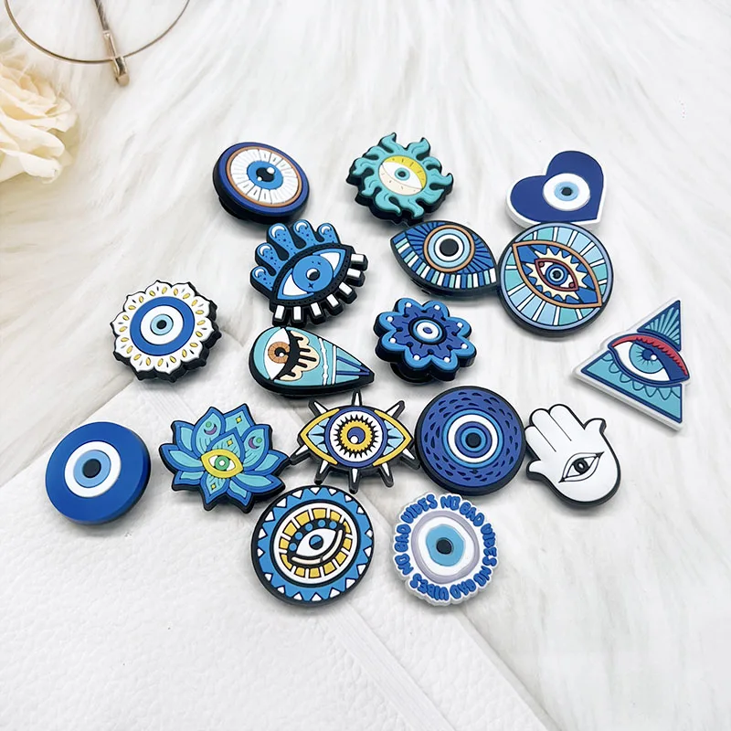 Evil Eyes Shoe Charms Pin Decoration New Arrival for Crocs Accessories Bracelet Wristband DIY Kids Man Women Party Gifts