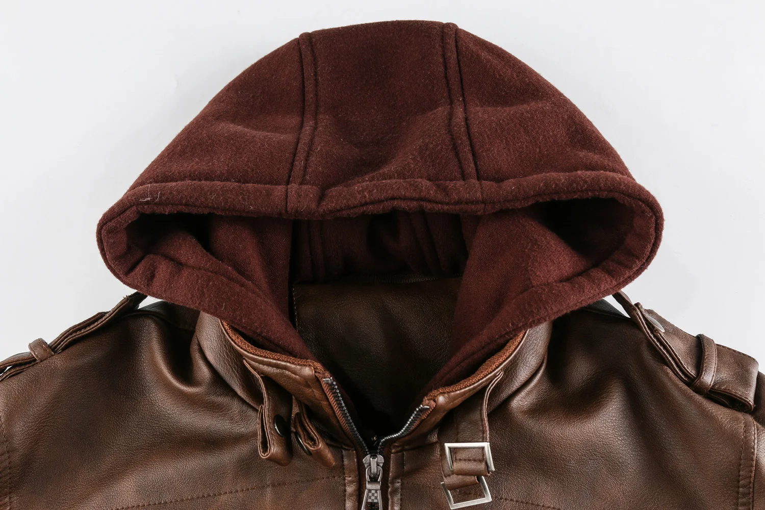 Men's Leather Jacket Motorcycle Armor Hooded PU Coats Tops Autumn Winter Fashion Streetwear Men's Clothing Detachable Cap S-XXXL