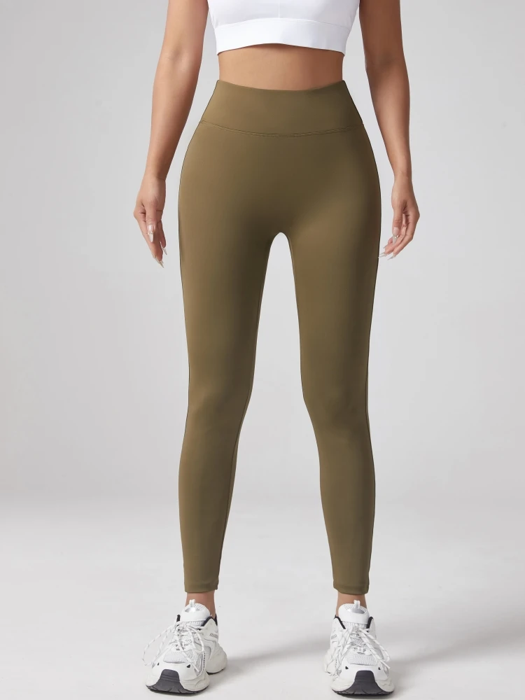 Description Picture 5 of itemWholesale High Waist Elastic Running Sports Tights Iconic Brand Buttocks Lifting Leggings Pockets Solid Spandex Yoga Pants for Women