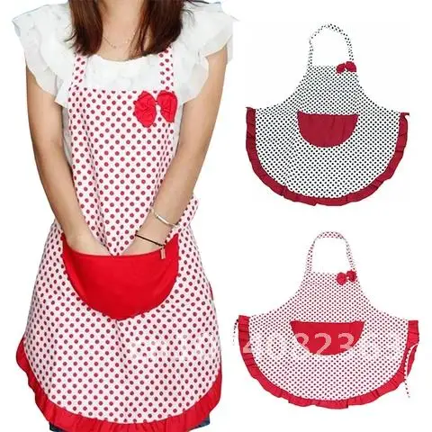 

Vintage Woman's Cotton Dot Kitchen Apron Fashion Cooking Salon de Pinafore -35 Dress