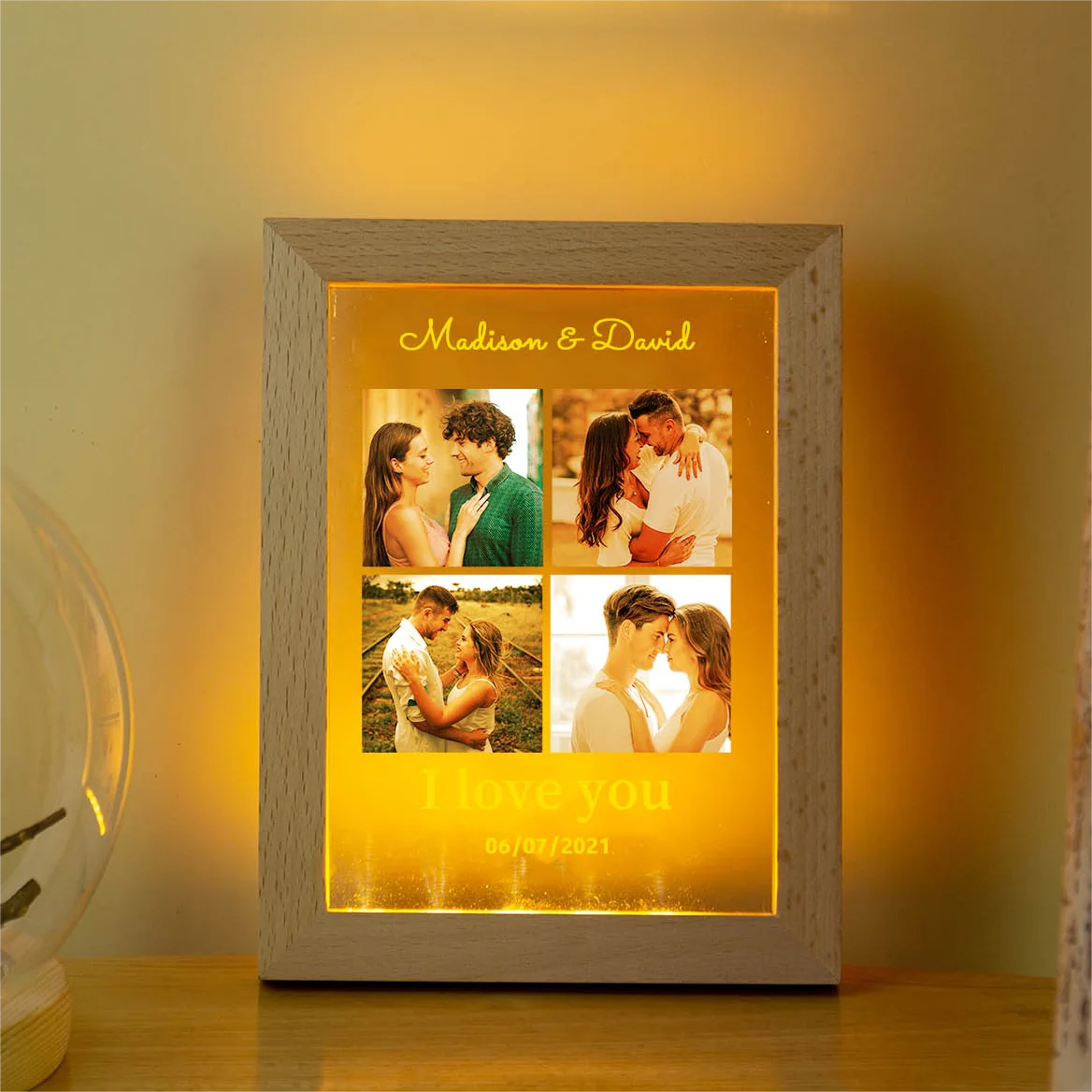 Custom Lovers Photo Frame Night Light Personalized Photos Acrylic LED