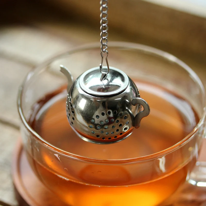 Cute Mini Tea Infuser Stainless Steel Tea Strainer Filter Reusable Teapot Shape Ball Loose Leaf Bag Teapot Accessories