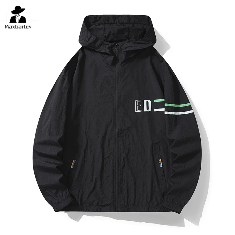 2024 Summer Sun Protection Clothing Men's Women's Casual Ice Silk Thin UV Hooded Jacket Outdoor Hiking Fishing Skin Windbreaker