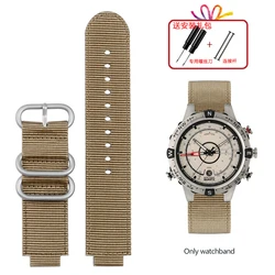 Timex Men's Tide Canvas Convex Strap Nylon Bracelet Watchband - 24*16MM - 24.16mm (Khaki - silver)