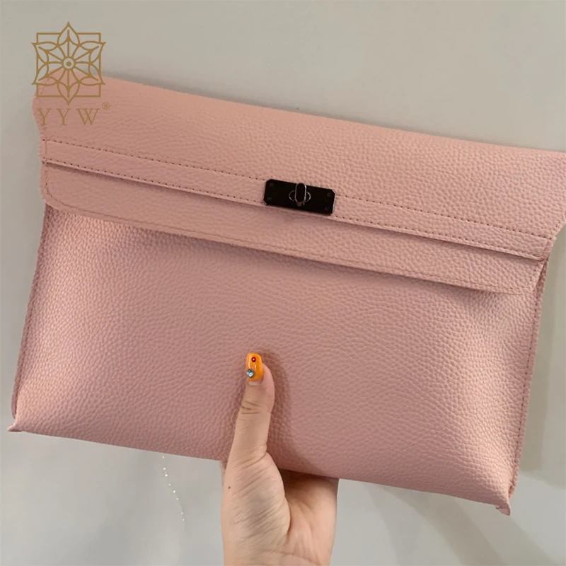 Fashion Pink Clutch Bag Simple Women Ladies Clutch Pu Leather Envelope Clutch Bags Soft Lychee Pattern Purse Hand Bags 2023
