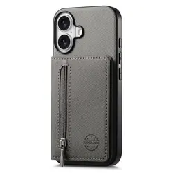 Luxury RFID Blocking Leather Wallet Case with Zipper - OnePlus 13R (GRAY)