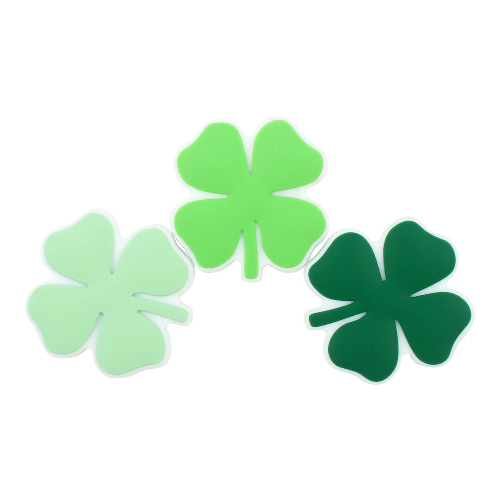 5PCS Silicone Focal Beads Leaf Four-leaf Clover Shape Silicone Loose Beads FBA Free DIY Jewelry Keychain Necklaces Accessories 4